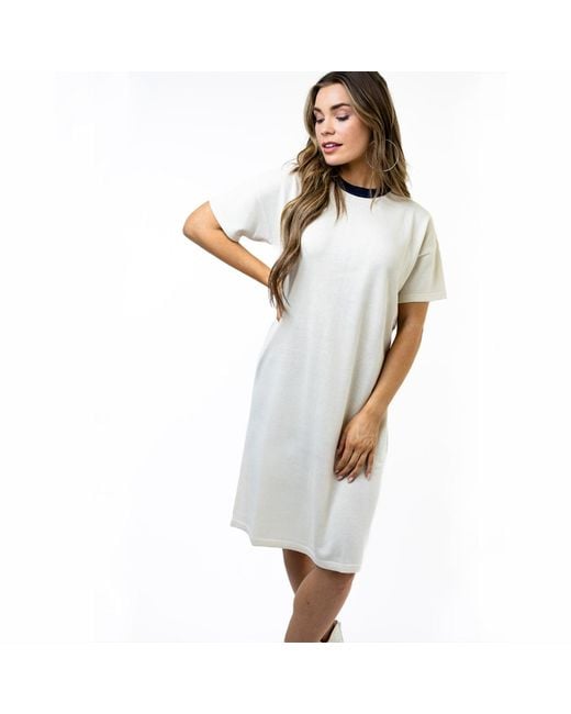 Zenzee White Silk Cashmere Tee Shirt Dress