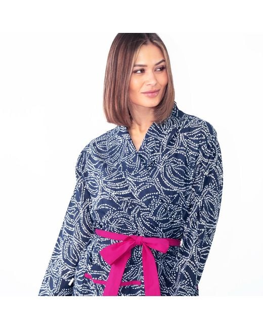 Inara Blue Indian Cotton Starry Night Print Robe