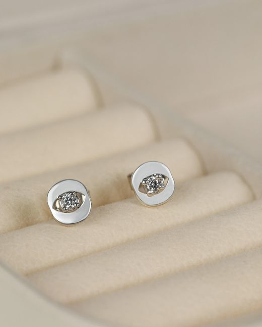 The Jewelz White Evil Eye Solitaire Cz Stud Earrings for men