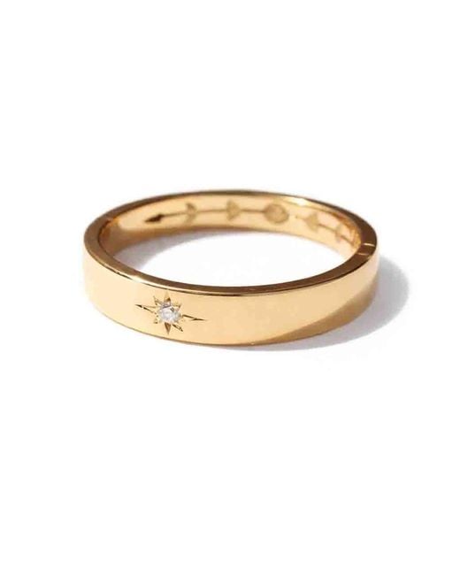 VicStoneNYC Fine Jewelry Metallic Northern Star Diamond & Lunar Phase Engraved Ring