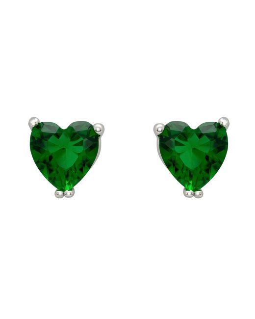Latelita London Green Asscher Cut Heart Stud Earrings Emerald