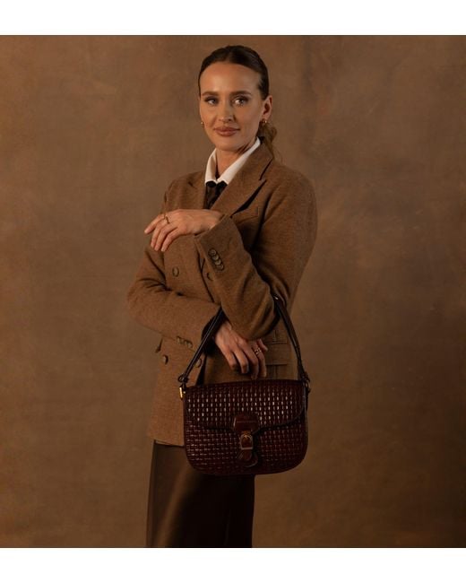 Time Resistance Brown Leather Saddle Bag