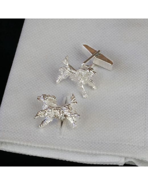 Simon Kemp Jewellers Metallic Leaping Spaniel Cufflinks for men