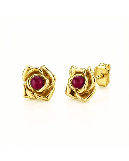 Unaloe Metallic Ruby Floral Lobe Earrings Plated – Luxury Jewelry For