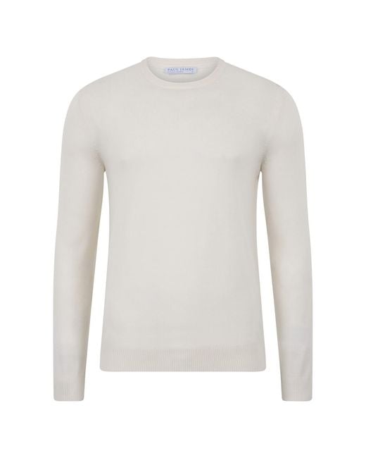 Paul James Knitwear Gray Extra Fine Merino Wool Callington Crew Neck Jumper for men