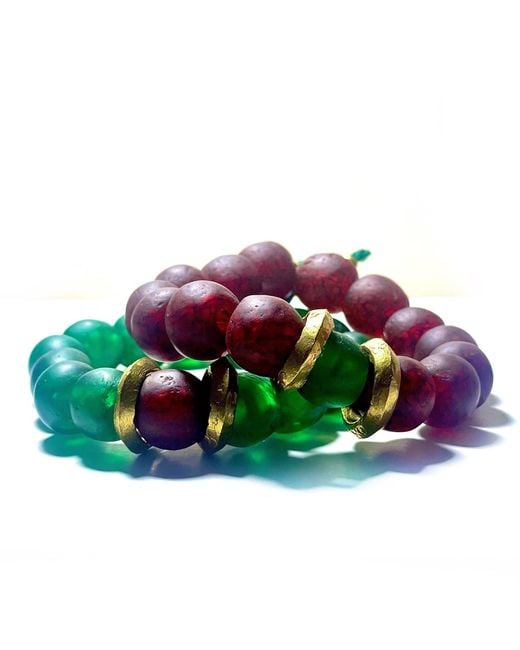 Persia Dona Jewelry Green Emerald Vintage Glass Bracelet