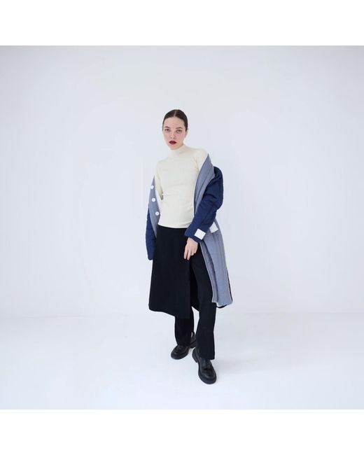 London Atelier Byproduct Blue Patchwork Colour Block Quilt Long Jacket