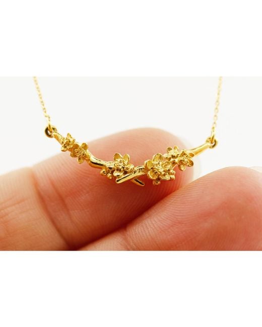 Lee Renee Multicolor Rose / / Cherry Blossom Branch Necklace – Rose