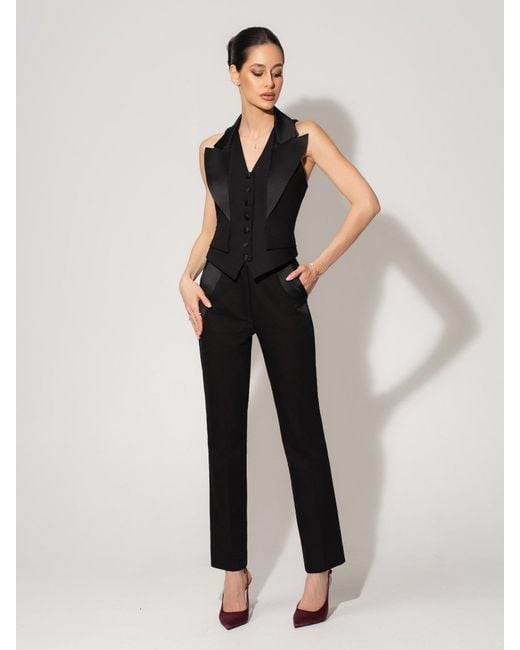 Tia Dorraine Black Single-Breasted Waistcoat & Tailored Trousers Set