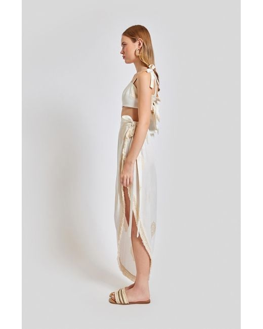 Lilamie White Larissa High Waisted Long Summer Pareo Skirt