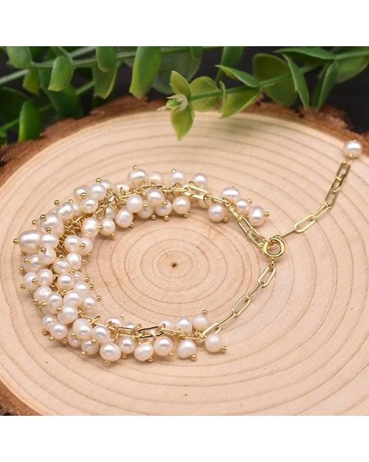 Angel Barocco Metallic Various Sized Ivory Pearls Bracelet