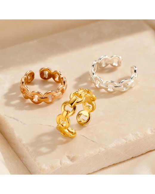 Posh Totty Designs Metallic Curb Link Open Rose Ring