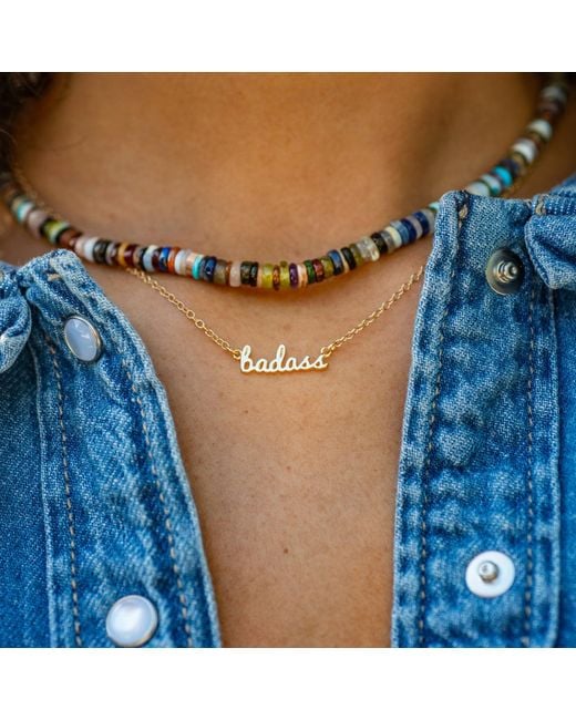Kris Nations Metallic Badass Charm Necklace Vermeil