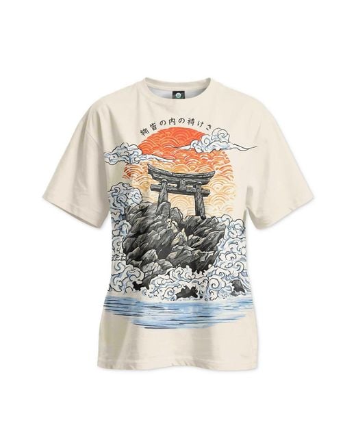 Aloha From Deer Multicolor Neutrals Torii Gate Oversize T-Shirt