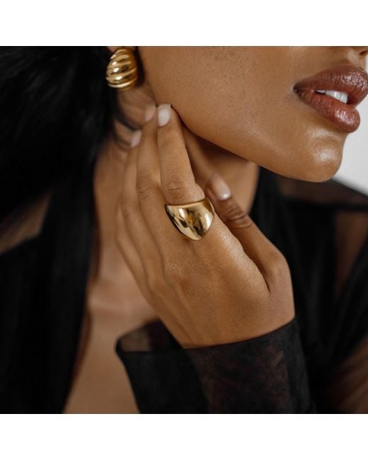 VIEA Metallic Diana Dome Statement Chunky Ring