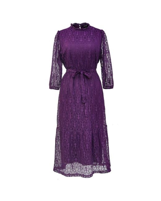 Smart and Joy Purple Fit-And-Flare Lace Dress