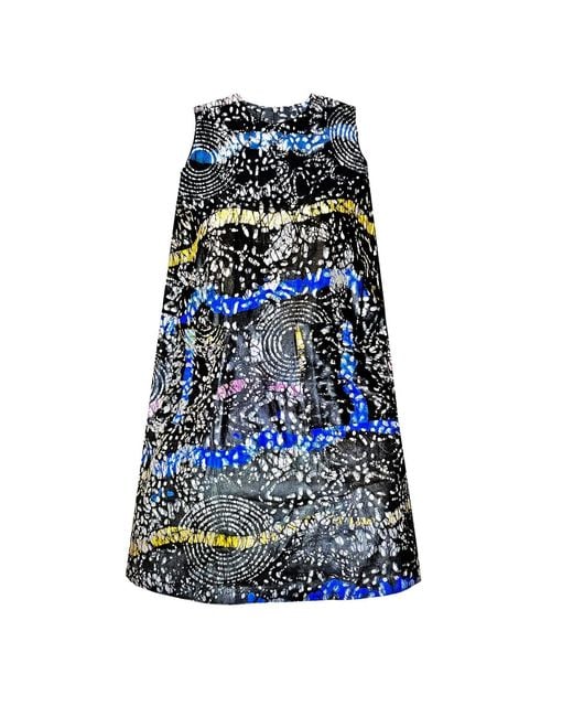 Chuks Collins Blue Ajah Collection – Printed A-Line Dress