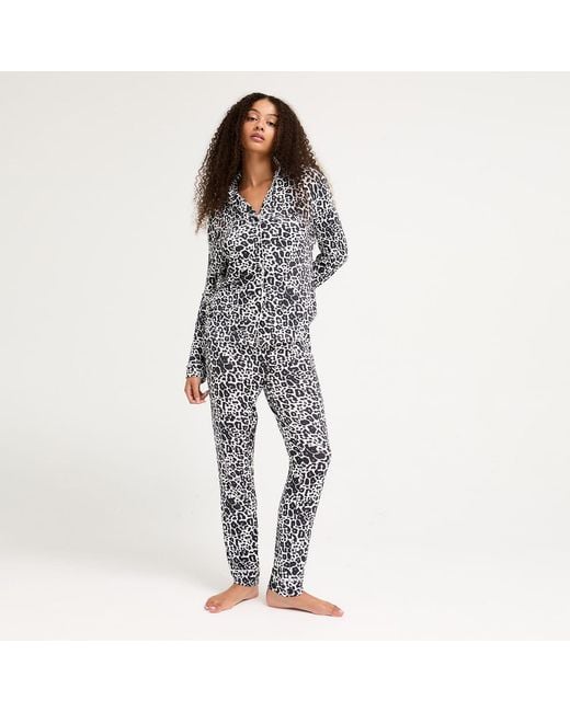 Pretty You London Black Bamboo Long Sleeved Trouser Pyjama Set