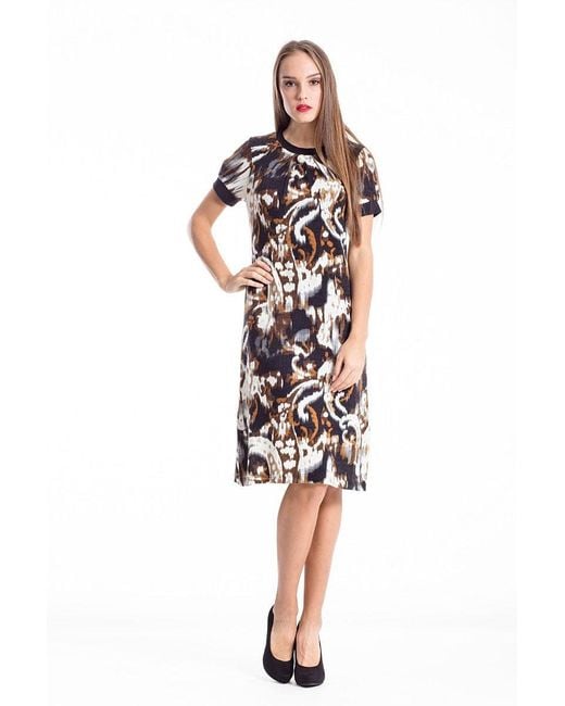 Conquista Black Allover Print A Line Dress