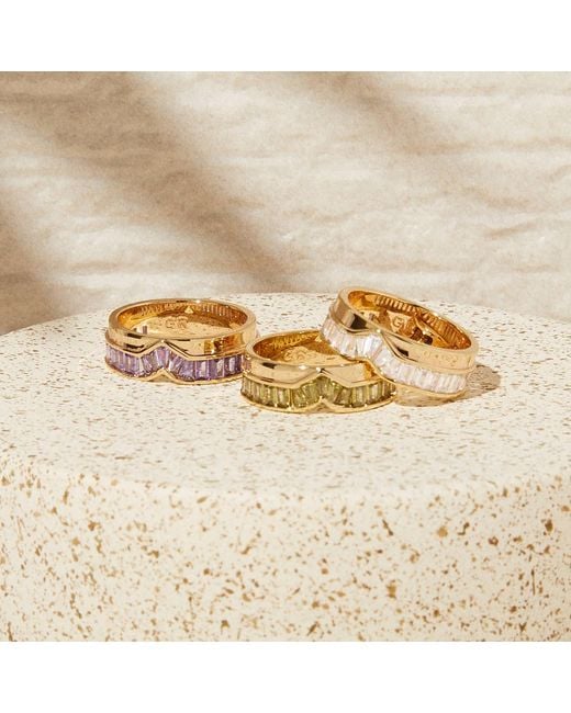 Glamrocks Jewelry Multicolor Peak Baguette Band Ring- Clear