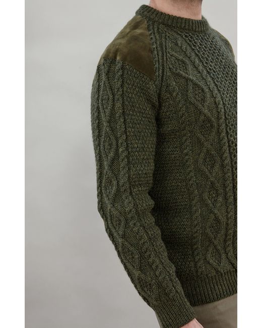 Paul James Knitwear Green Chunky Merino Wool Archiee Shooting Jumper for men