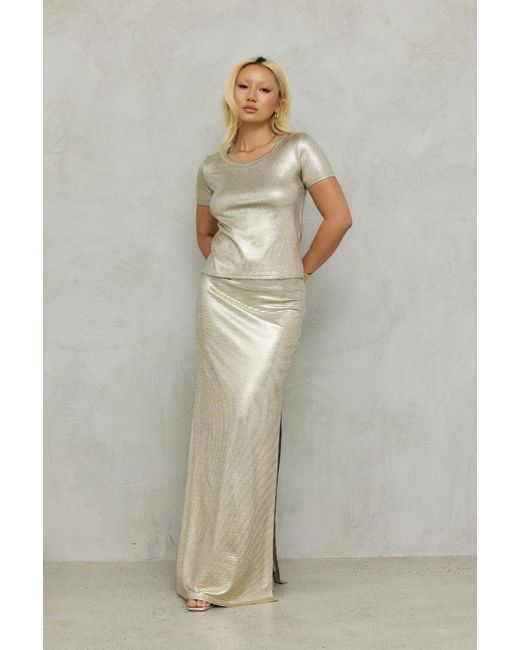 Why Mary Gray Astraea Metallic Maxi Skirt