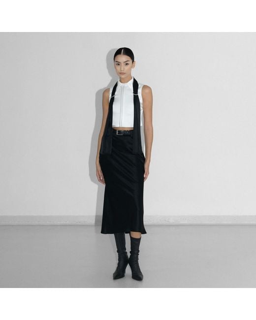 Vestiaire d'un Oiseau Libre Black Bias-Cut Midi Skirt