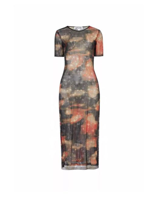 Amy Lynn White Lisbon Rhinestone Embellished Abstract Mesh Midi Dress