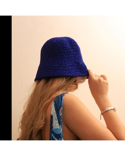 Springmoonatelier Blue Deep Raffia Hat