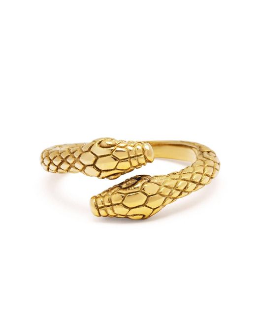 Nialaya Metallic Plated Vintage Snake Ring for men
