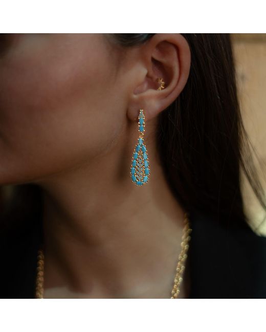 Ebru Jewelry Blue Vintage Teardrop Earrings