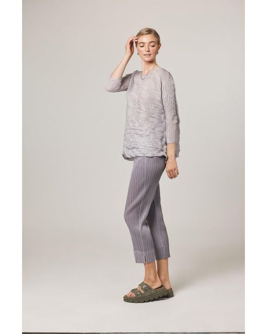 Wild Cosmos Gray Natalia Plissé Satin Tapered Crop Pant