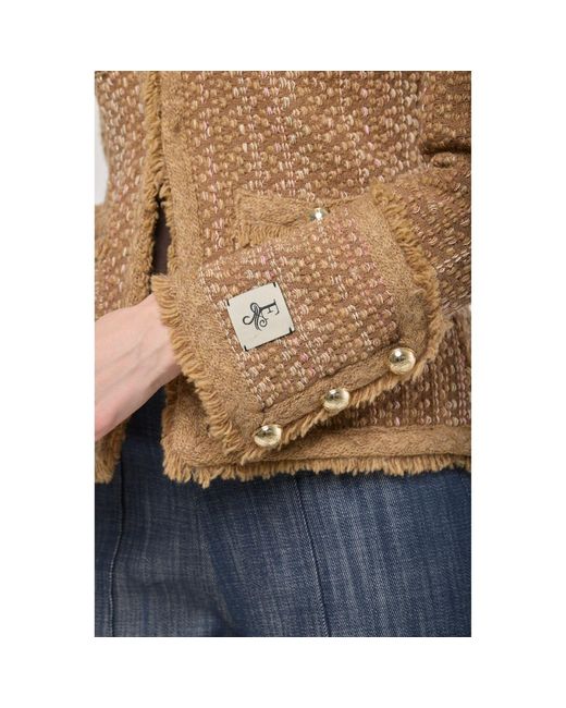 The Extreme Collection Brown Neutrals Camel Tweed-Style Jacket Bryony
