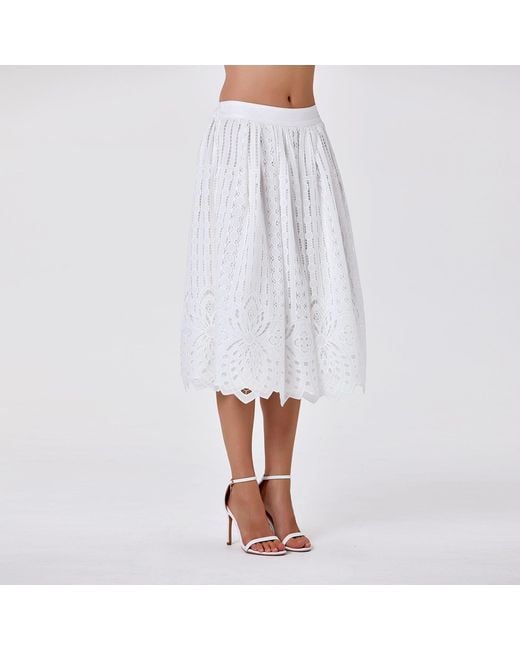 Smart and Joy Gray Jupe Midi En Coton Brodé