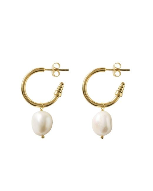 YAA YAA LONDON Metallic Neutrals Quiet Luxury Hoop Pearl Earrings