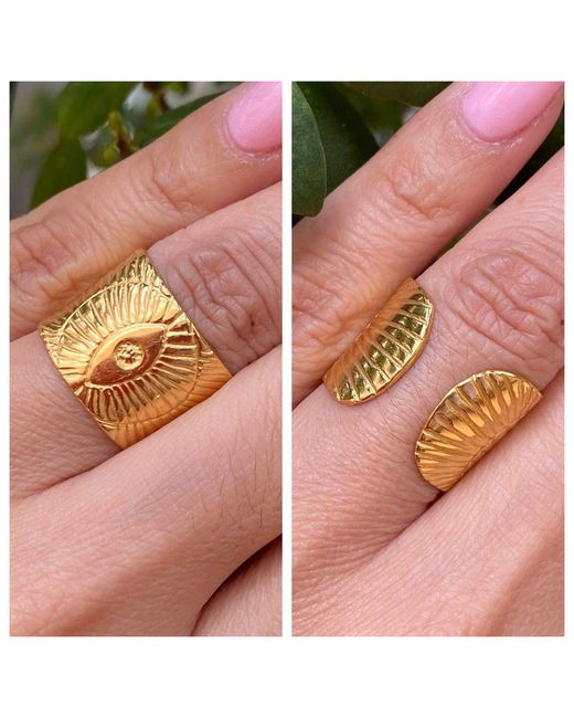 Lexi Jewelry Yellow Evil Eye Sunrays Ring Adjustable & Reversible