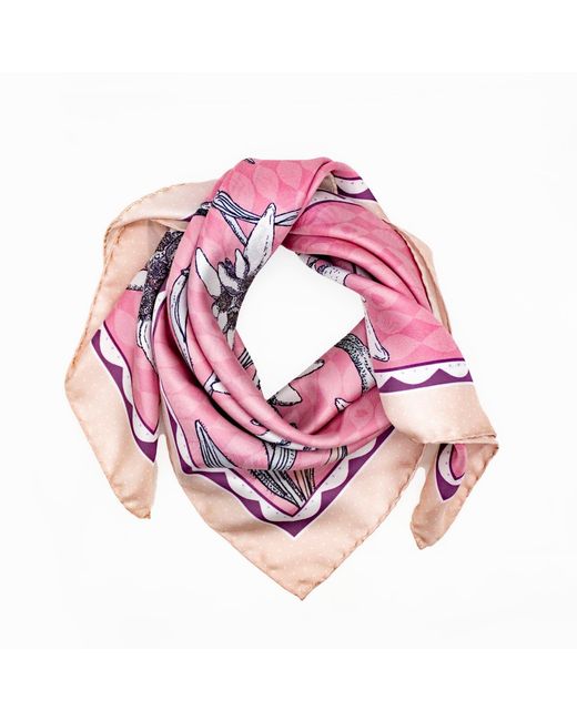Lamberty Munich Pink Neutrals Edelweiss Alpenglow Midi Silk Scarf Rose