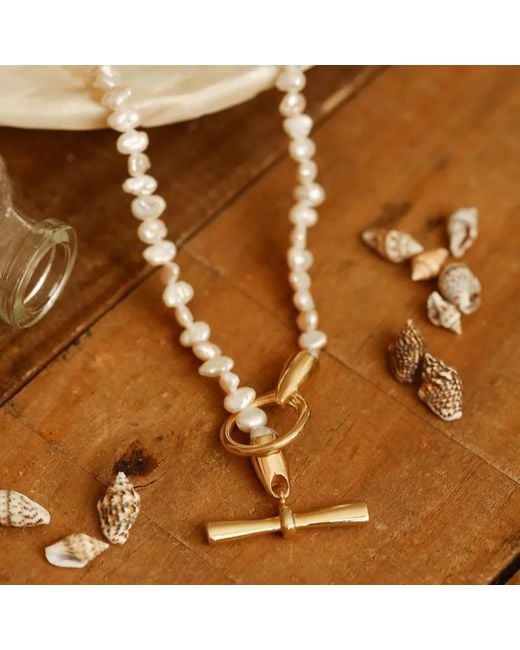 LINYA JEWELLERY Metallic Sand Pearl Necklace