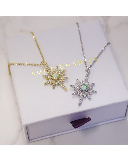 Luna Charles Metallic Heidi North Star Birthstone Necklace October