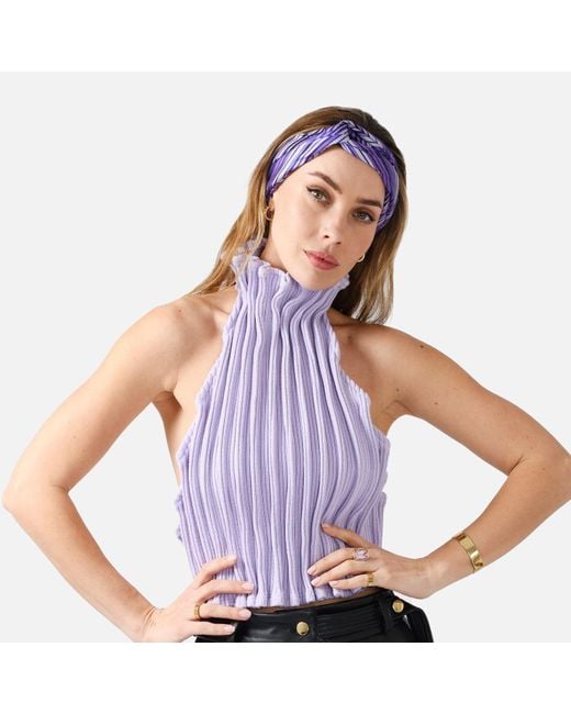 Kargede Purple Silk Scarf – Designer, Striped, Square