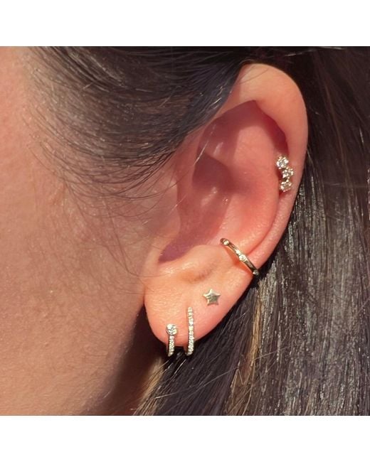 KAMARIA Metallic Double Huggie Earrings With Loop & Diamonds