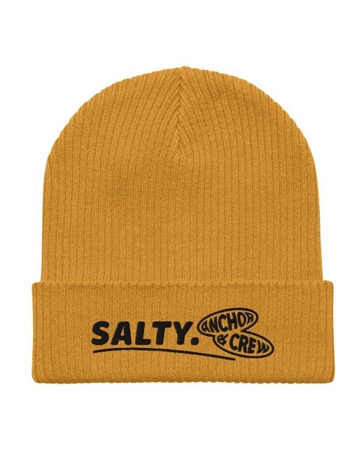 Anchor and Crew Yellow Mustard Salty Gen. Organic Cotton Embroidered Beanie