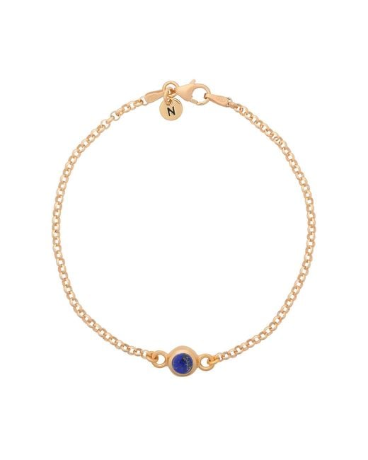 Nellou Jewellery Metallic Lapis Birthstone Gem Dot Bracelet Plated Sterling- September