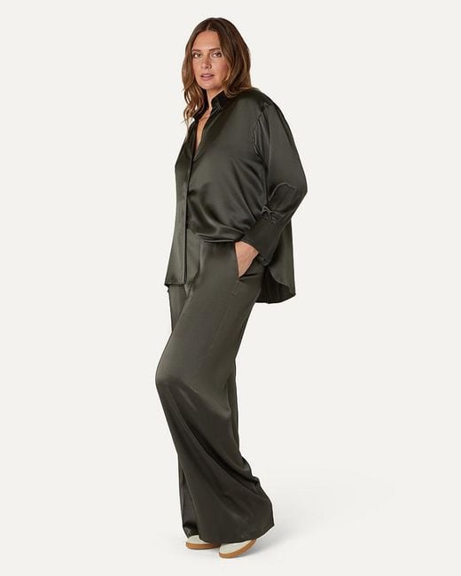 The Summer Edit Green Audrey Oversized Silk Shirt
