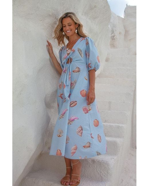 Palm Collective Blue Corsica Shell Maxi Dress