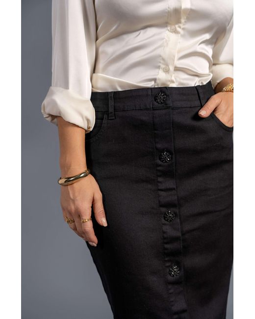 Esther Saadia Black Diamond Stretch Denim Skirt