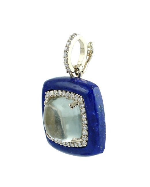 Artisan Blue 14K Lapis & Amethyst Diamond Halo Pendant