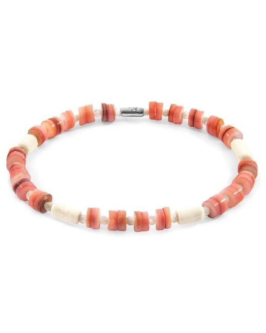 Anchor and Crew Red Maisie & Freshwater Shell Skinny Bracelet