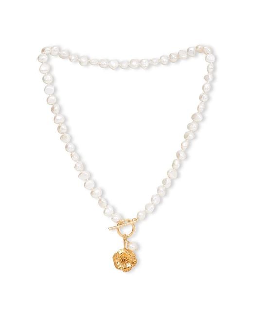 Pearls of the Orient Online Metallic Vita Cultured Freshwater Pearl Necklace With Cherry Blossom Charm
