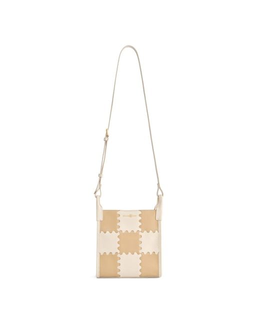Orange Cube White Small Square Stitch Tote Bag